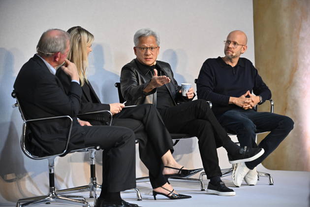 STOCKHOLM, SWEDEN, October 15, 2026 Marcus Wallenberg, Jenny Nordlöw, CEO of Sferical AI, Jensen Huang, CEO of Nvidia, and Daniel Ek, founder of Spotify, at the Sferical One event hosted by Nvidia at Eric Ericsonhallen on Thursday, STOCKHOLM, SWEDEN x10040x  Copyright: xAndersxWiklund TTx SFERICAL ONE NVIDIA FVgLNQb6x78