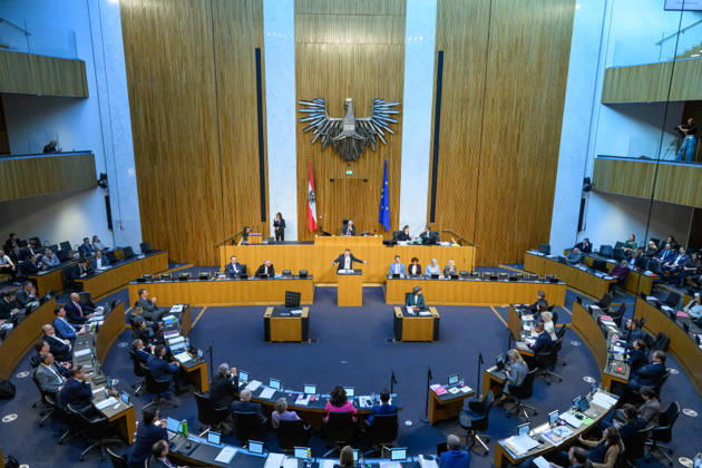 Vienna, October 15, 2026 103rd Session of the National Council Urgent inquiry by the FPÖ combined with a motion of no confidence against the entire government PHOTO Members of Parliament in the chamber 103rd session of the National Council National Council, National Council session, parliamentary session, Parliament, Plenary Session 103rd Session of the National Council