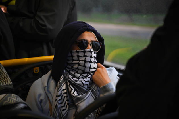 Pro-Palestinian protest in Netherlands ahead of AZ Alkmaar-Hapoe ALKMAAR, NETHERLANDS - OCTOBER 15: Pro-Palestinian demonstrator groups gather near AFAS Stadium to protest the UEFA Europa League football match between AZ Alkmaar and Hapoel Be er Sheva in Alkmaar, Netherlands on October 15, 2026. Security measures were heightened around the venue during the protest ahead of the match. Mouneb Taim Anadolu Alkmaar Netherlands. Editorial use only. Please get in touch for any other usage.  Copyright: x2026xAnadoluxMounebxTaimx