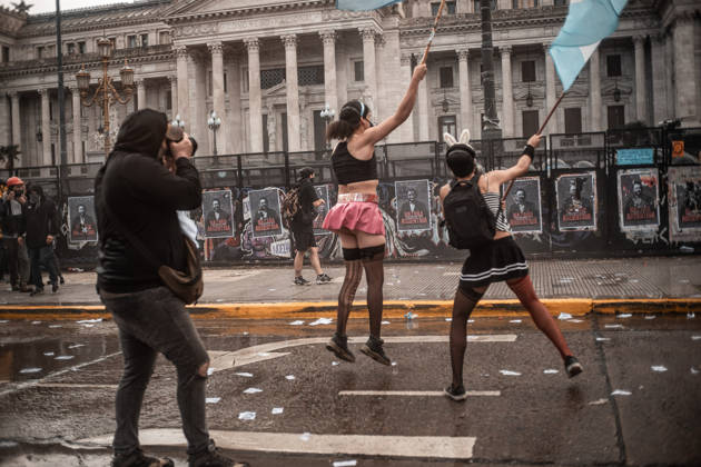 October 15, 2026, Buenos Aires, Buenos Aires, Argentina: Police forces deploy tear gas, water cannon trucks and rubber bullets against demonstrators during the Fifth Federal University March near Congress, as protesters demand the implementation of the University Funding Law and oppose President Javier Milei™s austerity policies. The protest takes place amid the government™s broader deregulation agenda, including Decree 70 2023 Buenos Aires Argentina - ZUMAf175 20261015_zip_f175_007 Copyright: xDaniellaxFernandezxRealinx