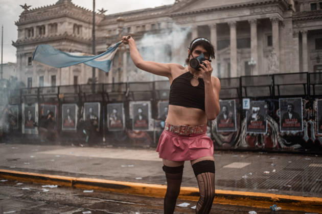 October 15, 2026, Buenos Aires, Buenos Aires, Argentina: Police forces deploy tear gas, water cannon trucks and rubber bullets against demonstrators during the Fifth Federal University March near Congress, as protesters demand the implementation of the University Funding Law and oppose President Javier Milei™s austerity policies. The protest takes place amid the government™s broader deregulation agenda, including Decree 70 2023 Buenos Aires Argentina - ZUMAf175 20261015_zip_f175_011 Copyright: xDaniellaxFernandezxRealinx