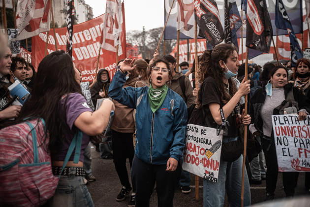 October 15, 2026, Buenos Aires, Buenos Aires, Argentina: Police forces deploy tear gas, water cannon trucks and rubber bullets against demonstrators during the Fifth Federal University March near Congress, as protesters demand the implementation of the University Funding Law and oppose President Javier Milei™s austerity policies. The protest takes place amid the government™s broader deregulation agenda, including Decree 70 2023 Buenos Aires Argentina - ZUMAf175 20261015_zip_f175_020 Copyright: xDaniellaxFernandezxRealinx