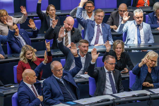 Members of the AfD parliamentary group vote in the German Bundestag on October 16, 2026, in Berlin, Berlin, Germany, Bundestag
