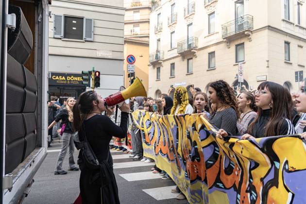 IPA89759911 - Milan, October 16, 26, Largo Cairoli, No One Is a Stranger Student Strike  Copyright: xGiuliaxSciaccax xGiuliaxSciaccax IPA89759911