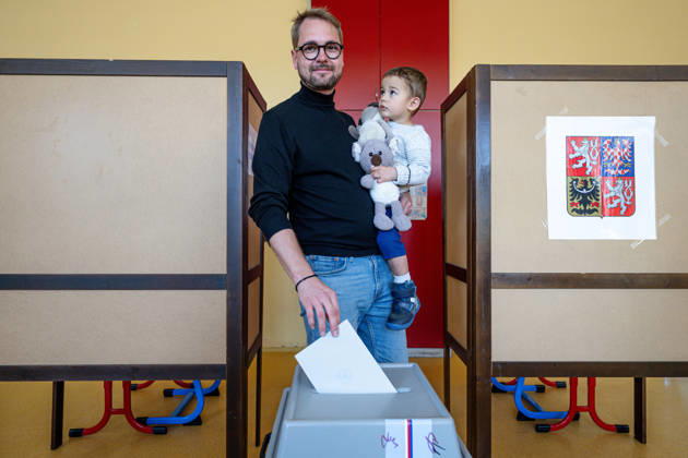 TOP 09 Chairman Matej Ondrej Havel cast his vote in the second round of the Senate elections in the Hradec Kralove district, in Hradec Kralove, Hradec Kralove Region, Czech republic on October 16, 2026. (CTKxPhoto DavidxTanecek) CTKPhotoP2026101605191 CTKPhotoP2026101605191