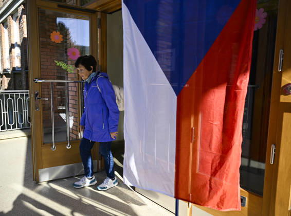 A voter leaves a polling place after casting her vote in the second round of the Senate elections in Zlin, Zlin Region, Czech republic on October 16, 2026. (CTKxPhoto DaliborxGluck) CTKPhotoP2026101605493  CTKPhotoP2026101605493