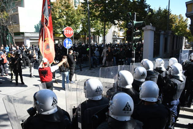Demonstrations organized by students demanding improvements to their educational conditions continue in Albania TIRANA, ALBANIA - OCTOBER 16: Police take security measures as students gather during demonstrations outside government offices and the Ministry of Education in Tirana, Albania on October 16, 2026. University students, joined by high school youth and civic groups, continue their protests demanding lower tuition fees, improved university infrastructure, living subsidies, and quality public education reforms. Olsi Shehu Anadolu Tirana Albania. Editorial use only. Please get in touch for any other usage. Copyright: x2026xAnadoluxOlsixShehux