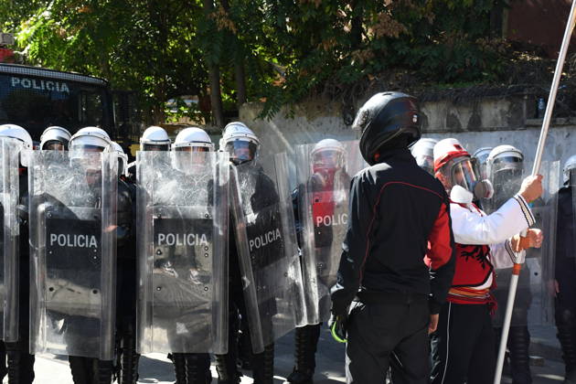 Demonstrations organized by students demanding improvements to their educational conditions continue in Albania TIRANA, ALBANIA - OCTOBER 16: Police take security measures as students gather during demonstrations outside government offices and the Ministry of Education in Tirana, Albania on October 16, 2026. University students, joined by high school youth and civic groups, continue their protests demanding lower tuition fees, improved university infrastructure, living subsidies, and quality public education reforms. Olsi Shehu Anadolu Tirana Albania. Editorial use only. Please get in touch for any other usage.  Copyright: x2026xAnadoluxOlsixShehux