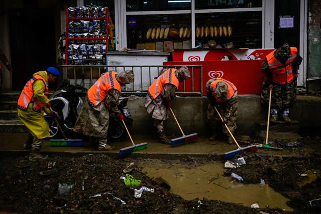 Gendarmerie teams support flood cleanup efforts in Istanbul ISTANBUL, TURKIYE - OCTOBER 16: Gendarmerie teams clear mud and debris from a flood-affected area in Sariyer as cleanup and repair efforts continue, on October 16, 2026 in Istanbul, Turkiye. The teams joined post-flood operations to help restore affected streets and support recovery work. Cem Tekkesinoglu Anadolu Istanbul Turkey. Editorial use only. Please get in touch for any other usage.  Copyright: x2026xAnadoluxCemxTekkesinoglux