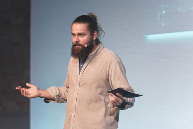 Berlin, October 16, 2026 Julius Herzberg, event organizer, speaks at NeulandPro Connec