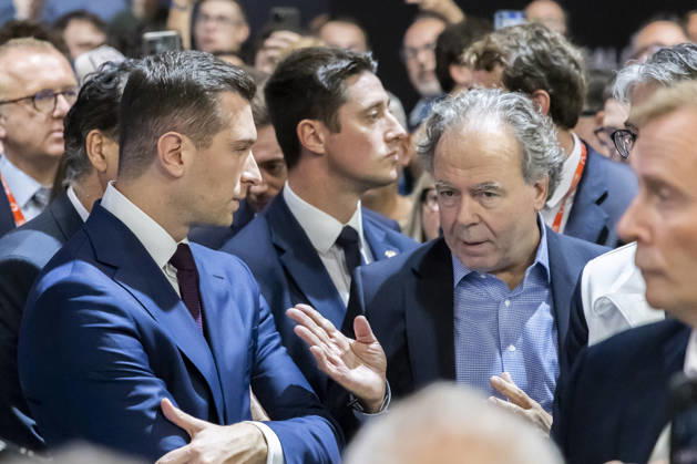 Paris, France October 16, 2026 - Paris Motor Show - Jordan Bardella, Luc Chatel RN, RASSEMBLEMENT NATIONAL, BARDELLA, SALON DE L AUTO, INDUSTRIE AUTOMOBILE, ECONOMIE, VOITURES,  Copyright: xVincentxIsorex