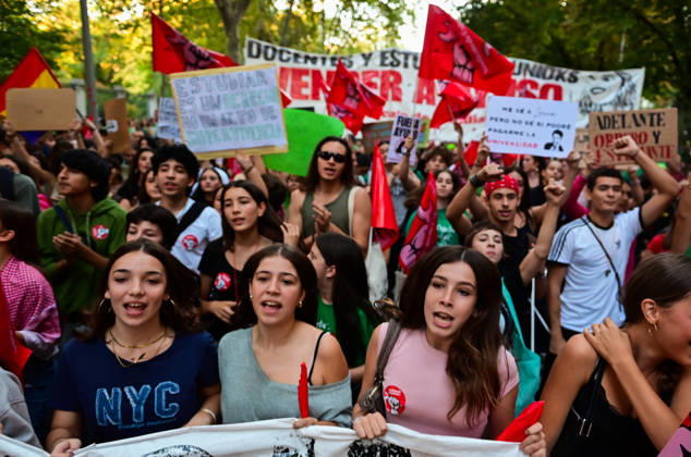 October 16, 2026, Madrid, Madrid, Spain: Teachers, students and members of the education community take part in a demonstration in Madrid, Spain, October 16, 2026, during an indefinite strike in the region s public education sector. Protesters are demanding higher salaries, smaller class sizes, reduced teaching hours and increased resources for public schools. The demonstration is held between Atocha and Puerta del Sol. Madrid Spain - ZUMAz108 20261016_znp_z108_015 Copyright: xRichardxZubelzux