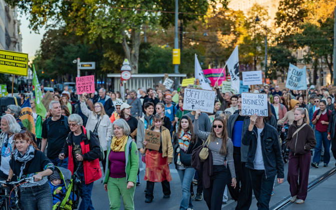 October 16, 2026 Fridays For Future Climate Strike Announcing Climate Action Isn’t Enough—Without Climate Action, Everything Is Nothing Participants in the Fridays For Future climate strike, under the slogan Announcing Climate Action Isn’t Enough—Without Climate Action, Everything Is Nothing, gathered on Prater Hauptallee near Praterst