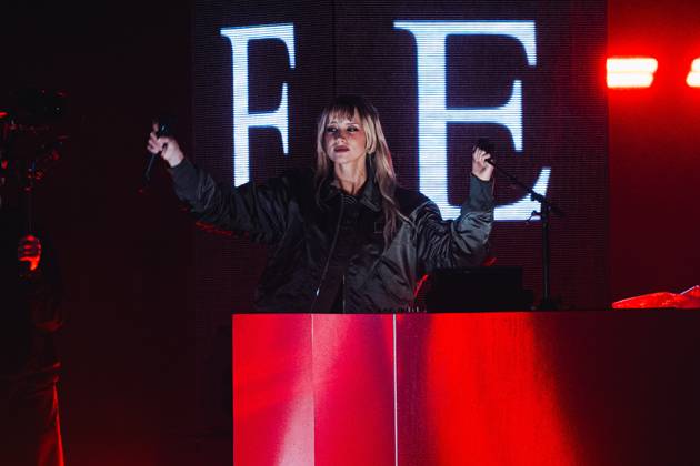 Belgian singer Angele pictured during the Angele Instinct Release Party , a surprise party organized by the Brussels singer to celebrate the release of her album Instinct at the Grote Markt Grand Place, in Brussels, Friday 16 October 2026.  EMILExWINDAL 190025775