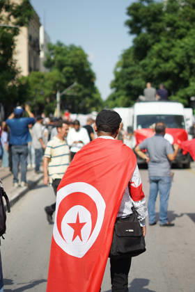 October 17, 2026, Tunis, Tunis, Tunisia, Tunisia: Demonstrators take to the streets of Tunis during a march calling for social and economic reforms and the protection of civil liberties, amid public concerns over rising living costs, workers™ rights and freedom of expression on October 17, 2026. Organized by trade unions, journalists™ representatives, lawyers and civil society groups, the demonstration brings together protesters demanding accountability and defending fundamental rights. The march highlights ongoing concerns over Tunisia™s economic situation and the space for public dissent. Tunis Tunisia - ZUMAm342 20261017_zsp_m342_030 Copyright: xHasanxMradx