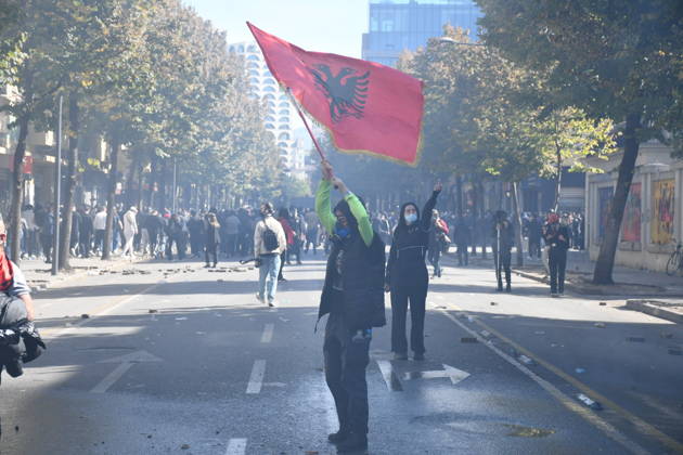 University students in Tirana continue widespread protests over educational conditions TIRANA, ALBANIA - OCTOBER 17: University students and young activists march through the streets of central Tirana, Albania, on October 17, 2026, as nationwide student-led demonstrations enter their fourth consecutive day. Demonstrators gathered near public academic institutions and the Ministry of Education to demand lower tuition fees, improved campus infrastructure, increased financial aid, and effective policy responses to rising living costs and youth unemployment. Olsi Shehu Anadolu Tirana Albania. Editorial use only. Please get in touch for any other usage.  Copyright: x2026xAnadoluxOlsixShehux