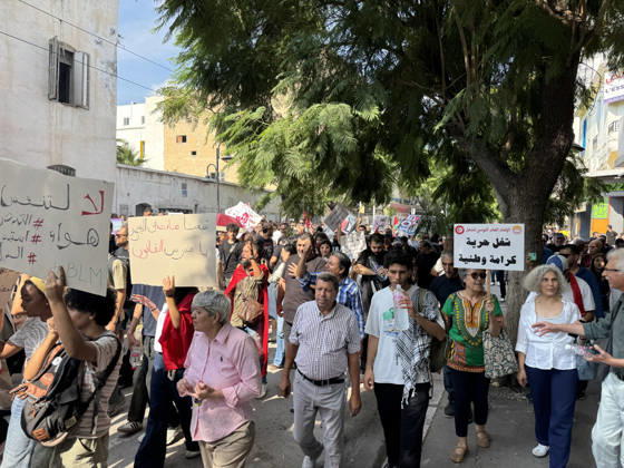 Thousands rally in Tunis against President Kais Saied s policies TUNIS, TUNISIA - OCTOBER 17: Demonstrators march through the streets of Tunis carrying placards and chanting slogans against President Kais Saied s policies while calling for freedom of expression and the protection of rights and freedoms, on October 17, 2026 in Tunis, Tunisia. The march ended in front of the Municipal Theatre in the capital. Mehmet Akif Turan Anadolu Tunis Tunisia. Editorial use only. Please get in touch for any other usage.  Copyright: x2026xAnadoluxMehmetxAkifxTuranx