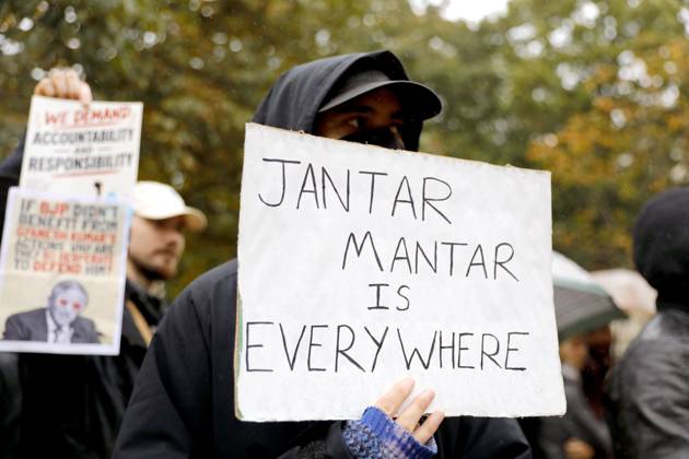 Berlin protest echoes Jantar Mantar BERLIN, GERMANY - OCTOBER 17, 2026: A small group of demonstrators hold placards at Oranienplatz in the Kreuzberg district to show solidarity with mass protests in India and to protest against the crackdown on them, as several people take the floor to discuss the situation. The demonstration followed a call by Neha Bora, president of the All India Students™ Association (AISA), for people everywhere to back the protests, saying everywhere is Jantar Mantar, the site in Delhi where the main protests are taking place. The protests demand the resignation of Chief Election Commissioner Gyanesh Kumar over a revision of electoral rolls that opponents say led to the mass deletion of voters, while police ha Copyright: x xAlessiaxCoccax xJNAxPressx