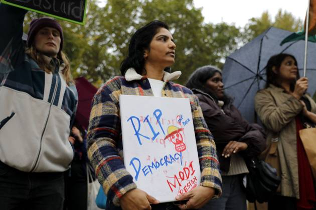 October 17, 2026, Berlin, Germany: BERLIN, GERMANY - OCTOBER 17, 2026: A small group of demonstrators hold placards at Oranienplatz in the Kreuzberg district to show solidarity with mass protests in India and to protest against the crackdown on them, as several people take the floor to discuss the situation. The demonstration followed a call by Neha Bora, president of the All India Studentsâ€⠢ Association (AISA), for people everywhere to back the protests, saying â€oeeverywhere is Jantar Mantarâ€Â, the site in Delhi where the main protests are taking place. The protests demand the resignation of Chief Election Commissioner Gyanesh Kumar over a revision of electoral rolls that opponents say led to the mass deletion of voters, whi - ZUMAq101 20261017_zna_q101_064 Copyright: xAlessiaxCoccax