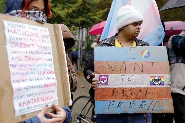 October 17, 2026, Berlin, Germany: BERLIN, GERMANY - OCTOBER 17, 2026: A small group of demonstrators hold placards at Oranienplatz in the Kreuzberg district to show solidarity with mass protests in India and to protest against the crackdown on them, as several people take the floor to discuss the situation. The demonstration followed a call by Neha Bora, president of the All India Studentsâ€⠢ Association (AISA), for people everywhere to back the protests, saying â€oeeverywhere is Jantar Mantarâ€Â, the site in Delhi where the main protests are taking place. The protests demand the resignation of Chief Election Commissioner Gyanesh Kumar over a revision of electoral rolls that opponents say led to the mass deletion of voters, whi - ZUMAq101 20261017_zna_q101_069 Copyright: xAlessiaxCoccax