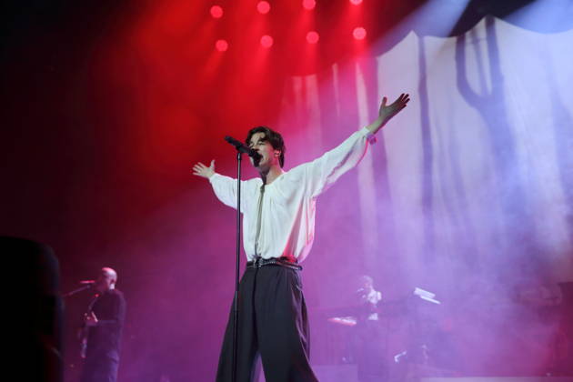 Frederik Fred Rabe of the band Giant Rooks at a concert at the Max Schmeling Halle in Berlin, October 17, 2026 Giant Rooks Concert Berlin