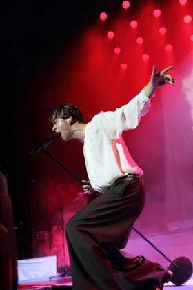 Frederik Fred Rabe of the band Giant Rooks at a concert at the Max Schmeling Halle in Berlin, October 17, 2026 Giant Rooks Concert Berlin