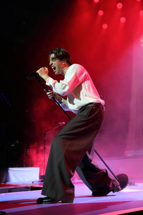 Frederik Fred Rabe of the band Giant Rooks at a concert at the Max Schmeling Halle in Berlin, October 17, 2026 Giant Rooks Concert Berlin