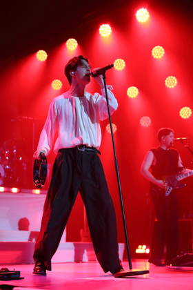 Frederik Fred Rabe and Luca Göttner (from left) of the band Giant Rooks at a concert at the Max Schmeling Halle in Berlin, October 17, 2026 Giant Rooks Concert Berlin