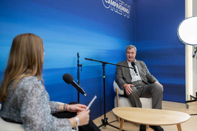 Markus Söder gives an interview at the Junge Union’s Deutschlandtag in Bonn on October 18, 2026. Bavarian Minister-President and CSU Chairman Markus SÖDER (CSU) gives an interview at the Junge Union’s Deutschlandtag at the World Conference Center Bonn. The three-day conference of the CDU and CSU’s youth organizatio Copyright: xMarcxJohnx
