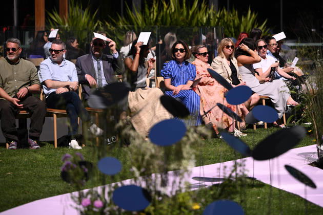 MELBOURNE FASHION WEEK PREVIEW, Gueast seated ahead of a 2026 Melbourne Fashion Week Runway Preview, at Sky Park, Melbourne, Monday, October 19, 2026. The preview features a selection of the upcoming collections that will appear on M FW runways including designers OUT OF HAND x Lisa Waup, Ebony Noire, Van Ermel Scherer, Perple, Gotham, Wilson Jedd Adams, Asiyam, Atoir, NGALI, Kuwaii, HoMie, Collective Closets x Mariam Farah, TOJHÃÄ, Amy Cottrell, BAAQIY and Sean Rentero. ( NO ARCHIVING MELBOURNE VICTORIA Australia  Copyright: xJOELxCARRETTx 20261019171866709952