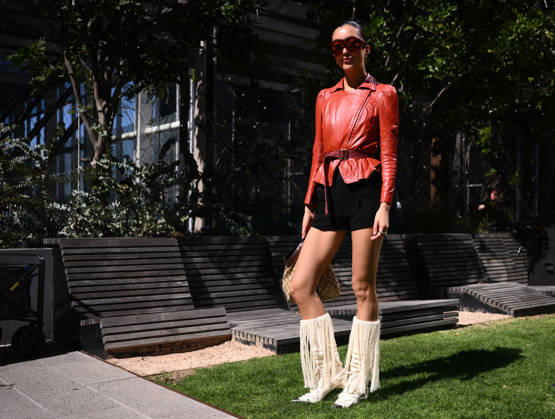 MELBOURNE FASHION WEEK PREVIEW, A model walks the runway during a 2026 Melbourne Fashion Week Runway Preview, at Sky Park, Melbourne, Monday, October 19, 2026. The preview features a selection of the upcoming collections that will appear on M FW runways including designers OUT OF HAND x Lisa Waup, Ebony Noire, Van Ermel Scherer, Perple, Gotham, Wilson Jedd Adams, Asiyam, Atoir, NGALI, Kuwaii, HoMie, Collective Closets x Mariam Farah, TOJHÃÄ, Amy Cottrell, BAAQIY and Sean Rentero. ( NO ARCHIVING MELBOURNE VICTORIA Australia  Copyright: xJOELxCARRETTx 20261019130033434021