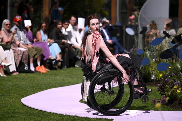MELBOURNE FASHION WEEK PREVIEW, A model on the runway during a 2026 Melbourne Fashion Week Runway Preview, at Sky Park, Melbourne, Monday, October 19, 2026. The preview features a selection of the upcoming collections that will appear on M FW runways including designers OUT OF HAND x Lisa Waup, Ebony Noire, Van Ermel Scherer, Perple, Gotham, Wilson Jedd Adams, Asiyam, Atoir, NGALI, Kuwaii, HoMie, Collective Closets x Mariam Farah, TOJHÃÄ, Amy Cottrell, BAAQIY and Sean Rentero. ( NO ARCHIVING MELBOURNE VICTORIA Australia  Copyright: xJOELxCARRETTx 20261019172972321676