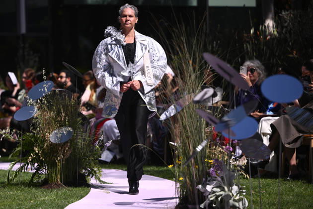 MELBOURNE FASHION WEEK PREVIEW, A model walks the runway during a 2026 Melbourne Fashion Week Runway Preview, at Sky Park, Melbourne, Monday, October 19, 2026. The preview features a selection of the upcoming collections that will appear on M FW runways including designers OUT OF HAND x Lisa Waup, Ebony Noire, Van Ermel Scherer, Perple, Gotham, Wilson Jedd Adams, Asiyam, Atoir, NGALI, Kuwaii, HoMie, Collective Closets x Mariam Farah, TOJHÃÄ, Amy Cottrell, BAAQIY and Sean Rentero. ( NO ARCHIVING MELBOURNE VICTORIA Australia  Copyright: xJOELxCARRETTx 20261019171323185740