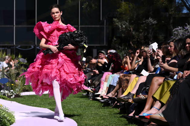 MELBOURNE FASHION WEEK PREVIEW, A model walks the runway during a 2026 Melbourne Fashion Week Runway Preview, at Sky Park, Melbourne, Monday, October 19, 2026. The preview features a selection of the upcoming collections that will appear on M FW runways including designers OUT OF HAND x Lisa Waup, Ebony Noire, Van Ermel Scherer, Perple, Gotham, Wilson Jedd Adams, Asiyam, Atoir, NGALI, Kuwaii, HoMie, Collective Closets x Mariam Farah, TOJHÃÄ, Amy Cottrell, BAAQIY and Sean Rentero. ( NO ARCHIVING MELBOURNE VICTORIA Australia  Copyright: xJOELxCARRETTx 20261019166751297545