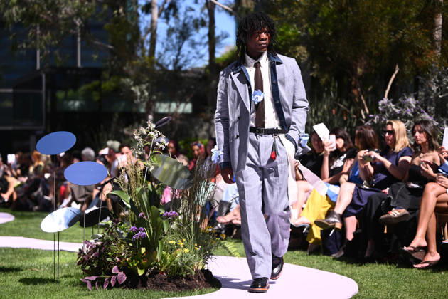 MELBOURNE FASHION WEEK PREVIEW, A model walks the runway during a 2026 Melbourne Fashion Week Runway Preview, at Sky Park, Melbourne, Monday, October 19, 2026. The preview features a selection of the upcoming collections that will appear on M FW runways including designers OUT OF HAND x Lisa Waup, Ebony Noire, Van Ermel Scherer, Perple, Gotham, Wilson Jedd Adams, Asiyam, Atoir, NGALI, Kuwaii, HoMie, Collective Closets x Mariam Farah, TOJHÃÄ, Amy Cottrell, BAAQIY and Sean Rentero. ( NO ARCHIVING MELBOURNE VICTORIA Australia  Copyright: xJOELxCARRETTx 20261019165851818568