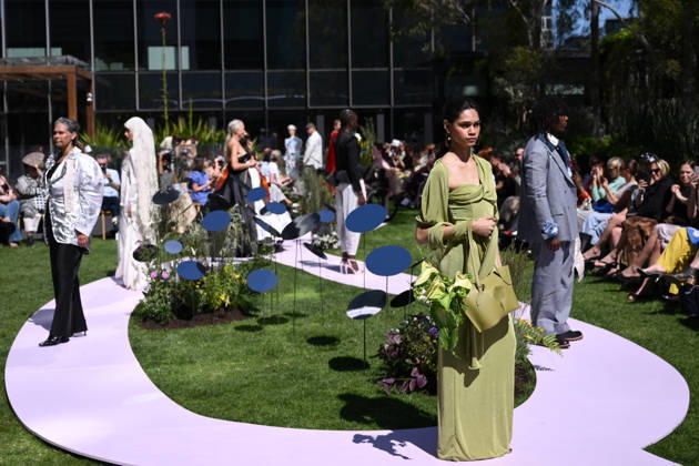 MELBOURNE FASHION WEEK PREVIEW, A model walks the runway during a 2026 Melbourne Fashion Week Runway Preview, at Sky Park, Melbourne, Monday, October 19, 2026. The preview features a selection of the upcoming collections that will appear on M FW runways including designers OUT OF HAND x Lisa Waup, Ebony Noire, Van Ermel Scherer, Perple, Gotham, Wilson Jedd Adams, Asiyam, Atoir, NGALI, Kuwaii, HoMie, Collective Closets x Mariam Farah, TOJHÃÄ, Amy Cottrell, BAAQIY and Sean Rentero. ( NO ARCHIVING MELBOURNE VICTORIA Australia  Copyright: xJOELxCARRETTx 20261019178503816858