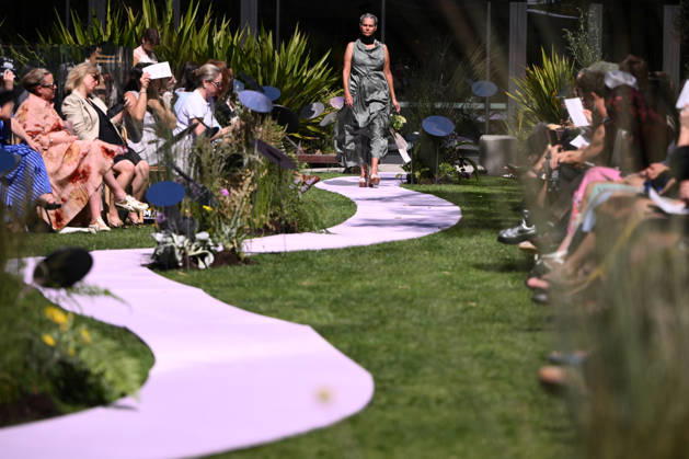 MELBOURNE FASHION WEEK PREVIEW, A model walks the runway during a 2026 Melbourne Fashion Week Runway Preview, at Sky Park, Melbourne, Monday, October 19, 2026. The preview features a selection of the upcoming collections that will appear on M FW runways including designers OUT OF HAND x Lisa Waup, Ebony Noire, Van Ermel Scherer, Perple, Gotham, Wilson Jedd Adams, Asiyam, Atoir, NGALI, Kuwaii, HoMie, Collective Closets x Mariam Farah, TOJHÃÄ, Amy Cottrell, BAAQIY and Sean Rentero. ( NO ARCHIVING MELBOURNE VICTORIA Australia  Copyright: xJOELxCARRETTx 20261019127719716218