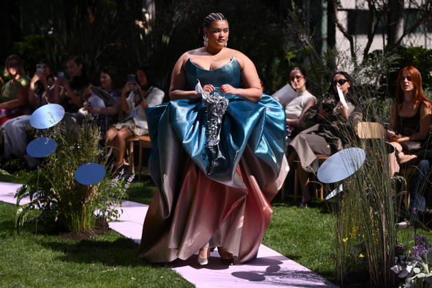 MELBOURNE FASHION WEEK PREVIEW, A model walks the runway during a 2026 Melbourne Fashion Week Runway Preview, at Sky Park, Melbourne, Monday, October 19, 2026. The preview features a selection of the upcoming collections that will appear on M FW runways including designers OUT OF HAND x Lisa Waup, Ebony Noire, Van Ermel Scherer, Perple, Gotham, Wilson Jedd Adams, Asiyam, Atoir, NGALI, Kuwaii, HoMie, Collective Closets x Mariam Farah, TOJHÃÄ, Amy Cottrell, BAAQIY and Sean Rentero. ( NO ARCHIVING MELBOURNE VICTORIA Australia  Copyright: xJOELxCARRETTx 20261019172443613780