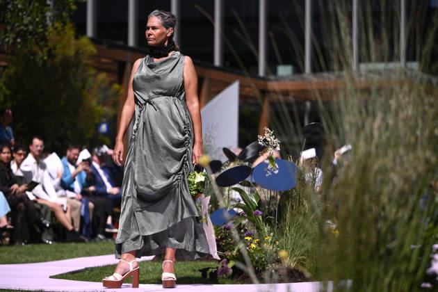 MELBOURNE FASHION WEEK PREVIEW, A model walks the runway during a 2026 Melbourne Fashion Week Runway Preview, at Sky Park, Melbourne, Monday, October 19, 2026. The preview features a selection of the upcoming collections that will appear on M FW runways including designers OUT OF HAND x Lisa Waup, Ebony Noire, Van Ermel Scherer, Perple, Gotham, Wilson Jedd Adams, Asiyam, Atoir, NGALI, Kuwaii, HoMie, Collective Closets x Mariam Farah, TOJHÃÄ, Amy Cottrell, BAAQIY and Sean Rentero. ( NO ARCHIVING MELBOURNE VICTORIA Australia  Copyright: xJOELxCARRETTx 20261019139515052819