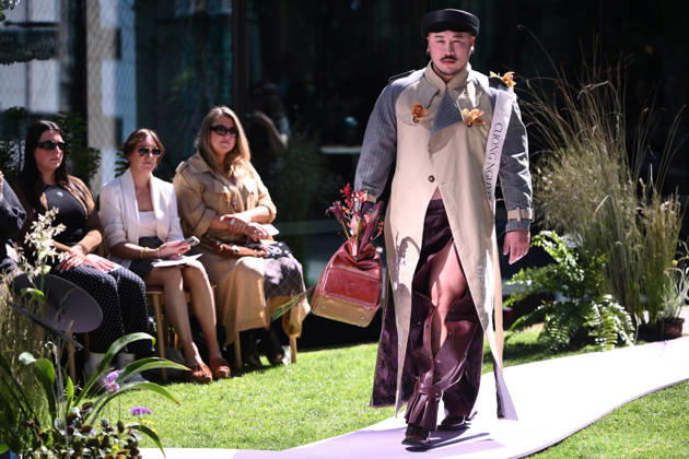 MELBOURNE FASHION WEEK PREVIEW, A model walks the runway during a 2026 Melbourne Fashion Week Runway Preview, at Sky Park, Melbourne, Monday, October 19, 2026. The preview features a selection of the upcoming collections that will appear on M FW runways including designers OUT OF HAND x Lisa Waup, Ebony Noire, Van Ermel Scherer, Perple, Gotham, Wilson Jedd Adams, Asiyam, Atoir, NGALI, Kuwaii, HoMie, Collective Closets x Mariam Farah, TOJHÃÄ, Amy Cottrell, BAAQIY and Sean Rentero. ( NO ARCHIVING MELBOURNE VICTORIA Australia  Copyright: xJOELxCARRETTx 20261019163682829297