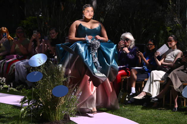 MELBOURNE FASHION WEEK PREVIEW, A model walks the runway during a 2026 Melbourne Fashion Week Runway Preview, at Sky Park, Melbourne, Monday, October 19, 2026. The preview features a selection of the upcoming collections that will appear on M FW runways including designers OUT OF HAND x Lisa Waup, Ebony Noire, Van Ermel Scherer, Perple, Gotham, Wilson Jedd Adams, Asiyam, Atoir, NGALI, Kuwaii, HoMie, Collective Closets x Mariam Farah, TOJHÃÄ, Amy Cottrell, BAAQIY and Sean Rentero. ( NO ARCHIVING MELBOURNE VICTORIA Australia  Copyright: xJOELxCARRETTx 20261019167414823263