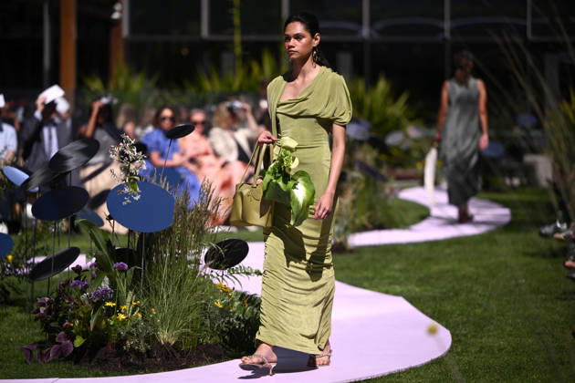 MELBOURNE FASHION WEEK PREVIEW, A model walks the runway during a 2026 Melbourne Fashion Week Runway Preview, at Sky Park, Melbourne, Monday, October 19, 2026. The preview features a selection of the upcoming collections that will appear on M FW runways including designers OUT OF HAND x Lisa Waup, Ebony Noire, Van Ermel Scherer, Perple, Gotham, Wilson Jedd Adams, Asiyam, Atoir, NGALI, Kuwaii, HoMie, Collective Closets x Mariam Farah, TOJHÃÄ, Amy Cottrell, BAAQIY and Sean Rentero. ( NO ARCHIVING MELBOURNE VICTORIA Australia  Copyright: xJOELxCARRETTx 20261019147106762487
