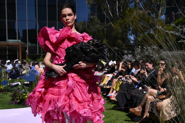 MELBOURNE FASHION WEEK PREVIEW, A model walks the runway during a 2026 Melbourne Fashion Week Runway Preview, at Sky Park, Melbourne, Monday, October 19, 2026. The preview features a selection of the upcoming collections that will appear on M FW runways including designers OUT OF HAND x Lisa Waup, Ebony Noire, Van Ermel Scherer, Perple, Gotham, Wilson Jedd Adams, Asiyam, Atoir, NGALI, Kuwaii, HoMie, Collective Closets x Mariam Farah, TOJHÃÄ, Amy Cottrell, BAAQIY and Sean Rentero. ( NO ARCHIVING MELBOURNE VICTORIA Australia  Copyright: xJOELxCARRETTx 20261019177848042510