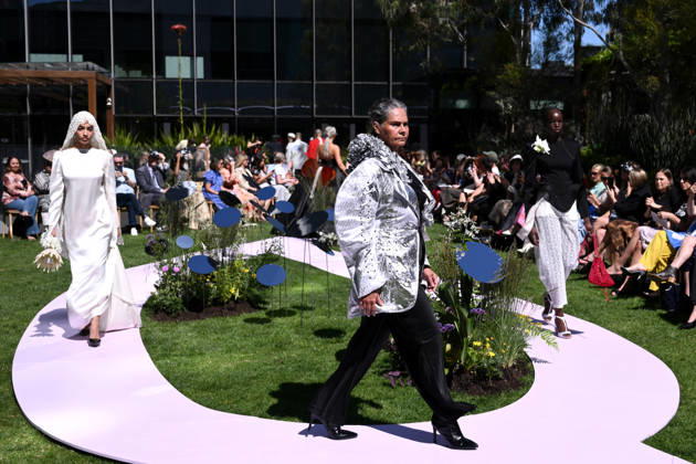 MELBOURNE FASHION WEEK PREVIEW, A model walks the runway during a 2026 Melbourne Fashion Week Runway Preview, at Sky Park, Melbourne, Monday, October 19, 2026. The preview features a selection of the upcoming collections that will appear on M FW runways including designers OUT OF HAND x Lisa Waup, Ebony Noire, Van Ermel Scherer, Perple, Gotham, Wilson Jedd Adams, Asiyam, Atoir, NGALI, Kuwaii, HoMie, Collective Closets x Mariam Farah, TOJHÃÄ, Amy Cottrell, BAAQIY and Sean Rentero. ( NO ARCHIVING MELBOURNE VICTORIA Australia  Copyright: xJOELxCARRETTx 20261019115449245900
