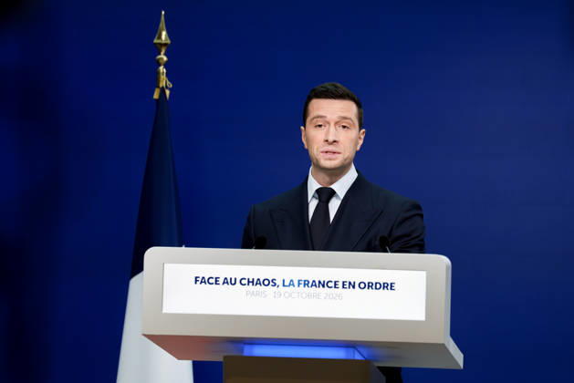 Press Conference: France in Order Amid Chaos by Jordan Bardella Following the Events of October 17 and 18, 2026 Press conference by Jordan Bardella following the demonstration on October 17, 460594, 2026, October 19, France, Bardella, Jordan  Copyright: xLionelxGuericolasx xStarfacex STAR_460594_008
