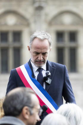 Paris Mayor Emmanuel Gregoire Attends Rally Against Violence - Paris Paris Mayor Emmanuel Gregoire during a gathering against violence and in support of the Republic, called by the Association of French Mayors (AMF), in front of Paris City Hall, following clashes that erupted during a national day of demonstrations against the cost of living and rising fuel prices, in Paris, France, October 19, 2026.Photos by Jérémy Paoloni ABACAPRESS.COM Paris Ile-de-France France  Copyright: xPaolonixJeremy ABACAx
