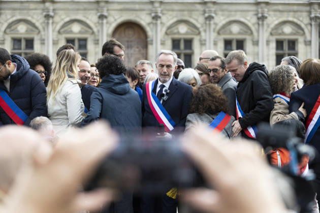 Paris Mayor Emmanuel Gregoire Attends Rally Against Violence - Paris Paris Mayor Emmanuel Gregoire during a gathering against violence and in support of the Republic, called by the Association of French Mayors (AMF), in front of Paris City Hall, following clashes that erupted during a national day of demonstrations against the cost of living and rising fuel prices, in Paris, France, October 19, 2026.Photos by Jérémy Paoloni ABACAPRESS.COM Paris Ile-de-France France  Copyright: xPaolonixJeremy ABACAx