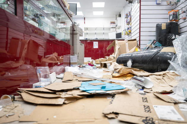Shops Looted After the October 17th Demonstration - Paris AJ This photo shows the Lyca Mobile at the Boulevard de Magenta store after it has been looted, ransacked, and vandalized on October 19, 2026 two days after riots and looting occurred (pillage) on the sidelines of nationwide cost-of-living demonstrations. Photo by Alexis Jumeau ABACAPRESS.COM Paris France  Copyright: xJumeauxAlexis ABACAx