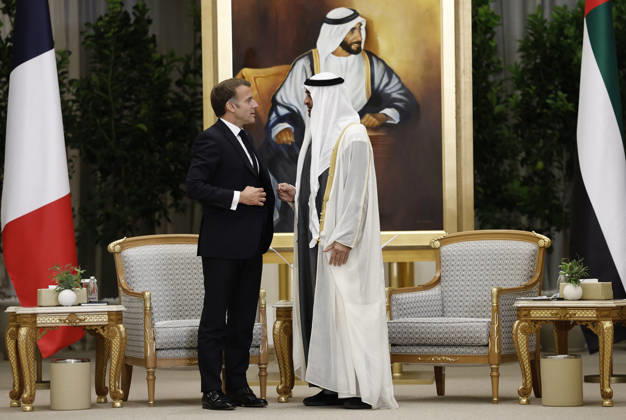 President Macron Visit To Middle East - Abu Dhabi French President Emmanuel Macron attends a meeting with Sheikh Mohamed bin Zayed Al Nahyan, President of the United Arab Emirates (UAE), at Qasr Al Watan presidential palace in Abu Dhabi, United Arab Emirates, October 19, 2026. Photo by Benoit Tessier Pool ABACAPRESS.COM Abu Dhabi United Arab Emirates  Copyright: xTessierxBenoit Pool ABACAx