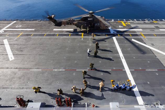 Orikun, The Netherlands, 2026-10-19 10:01:17 ORIKUN, 19-10-2026, The Turkish Navy s amphibious assault and drone ship TCG Anadolu (L400) is participating in NATO Exercise Neptune Strike 26-4. This exercise runs from 16 October to 5 November. During this exercise, NATO organized a demonstration for Distinguished Visitors and the media to showcase the Anadolu s spearhead operations in the form of a simulated amphibious strike on Pasha Beach. Photo: NLBeeld Robert Meerding Credit: NL Beeld Robert Meerding Inc  Copyright: xx x